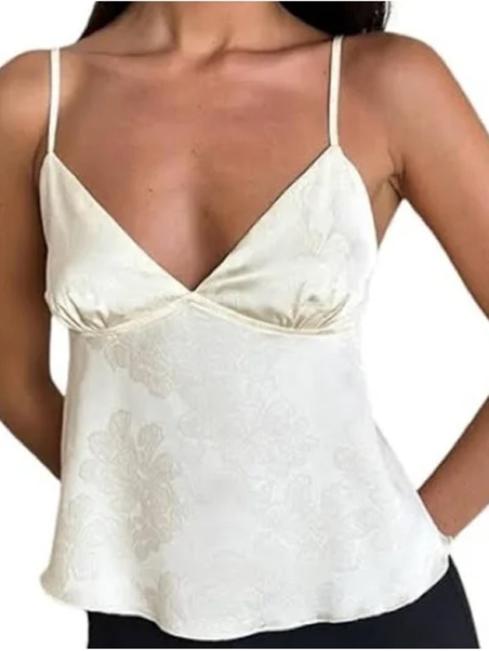 Urban Outfitters Cream Satin Floral Cami